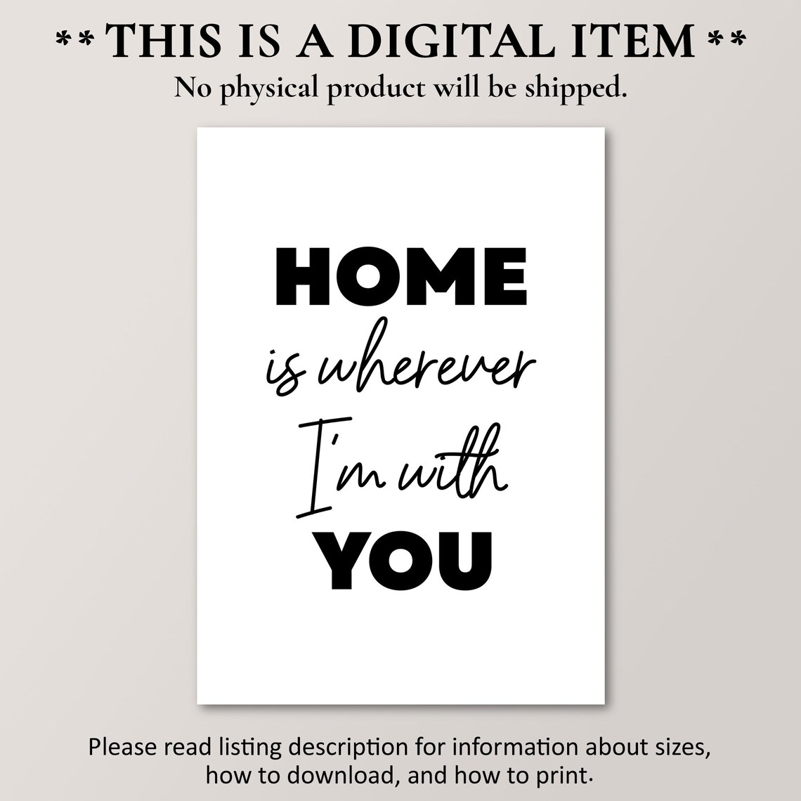Home Is Wherever Im With You Romantic Couple Bedroom Art Print - Image 4