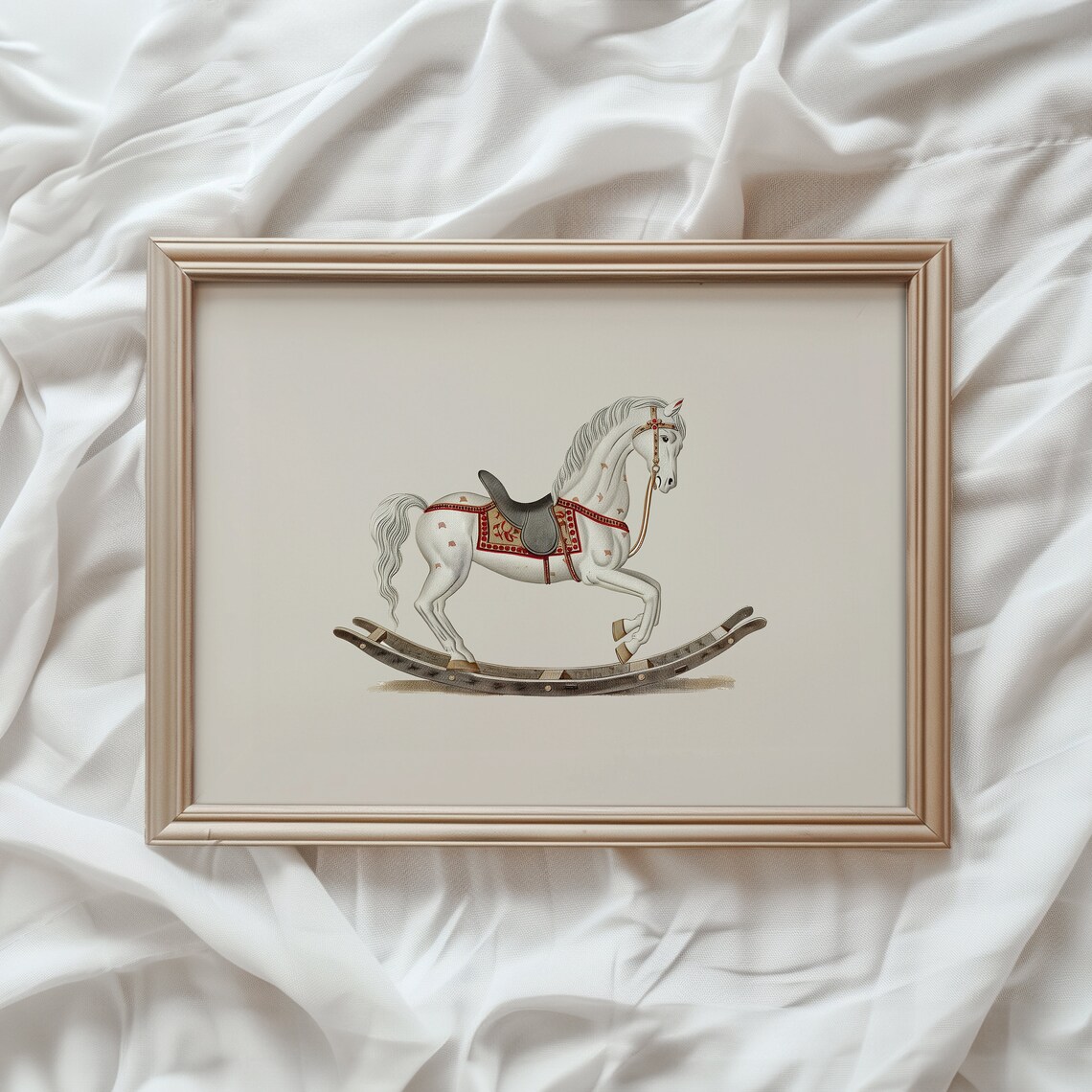 Rocking Horse Nursery Print, Vintage Nursery Decor