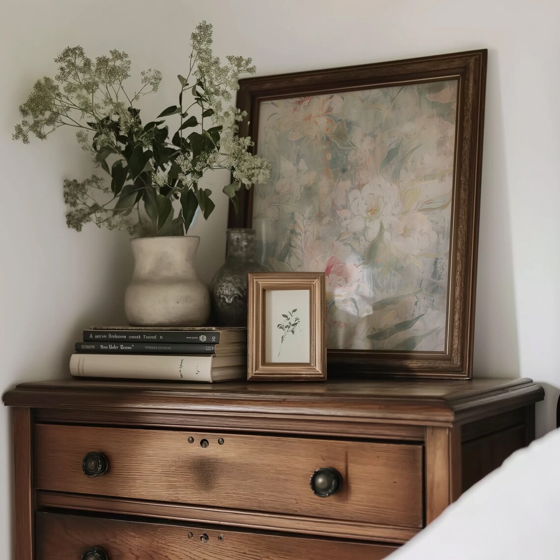 Pastel Floral Textile Art Print, Nursery Farmhouse Decor - Image 3