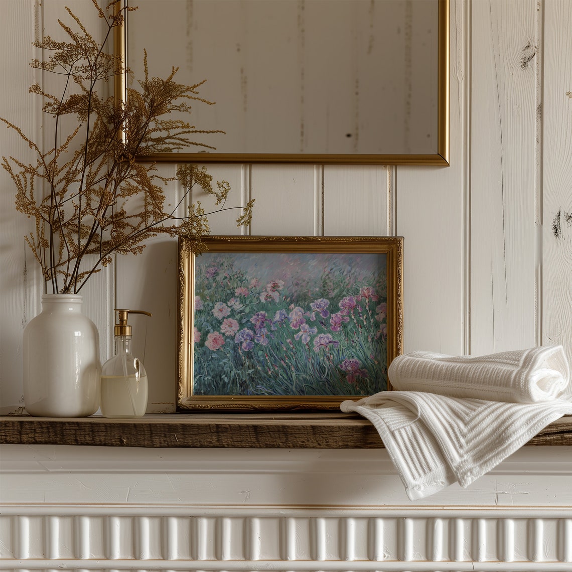 Impressionist Pink Iris Flower Garden Vintage Style Painting Poster - Image 4