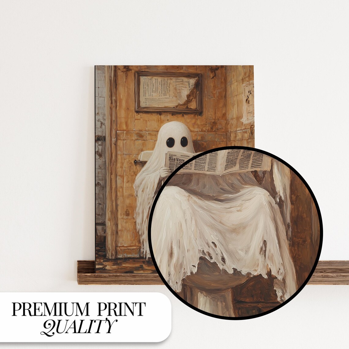 Ghost On Toilet Poster, Funny Halloween Bathroom Decor - Image 5