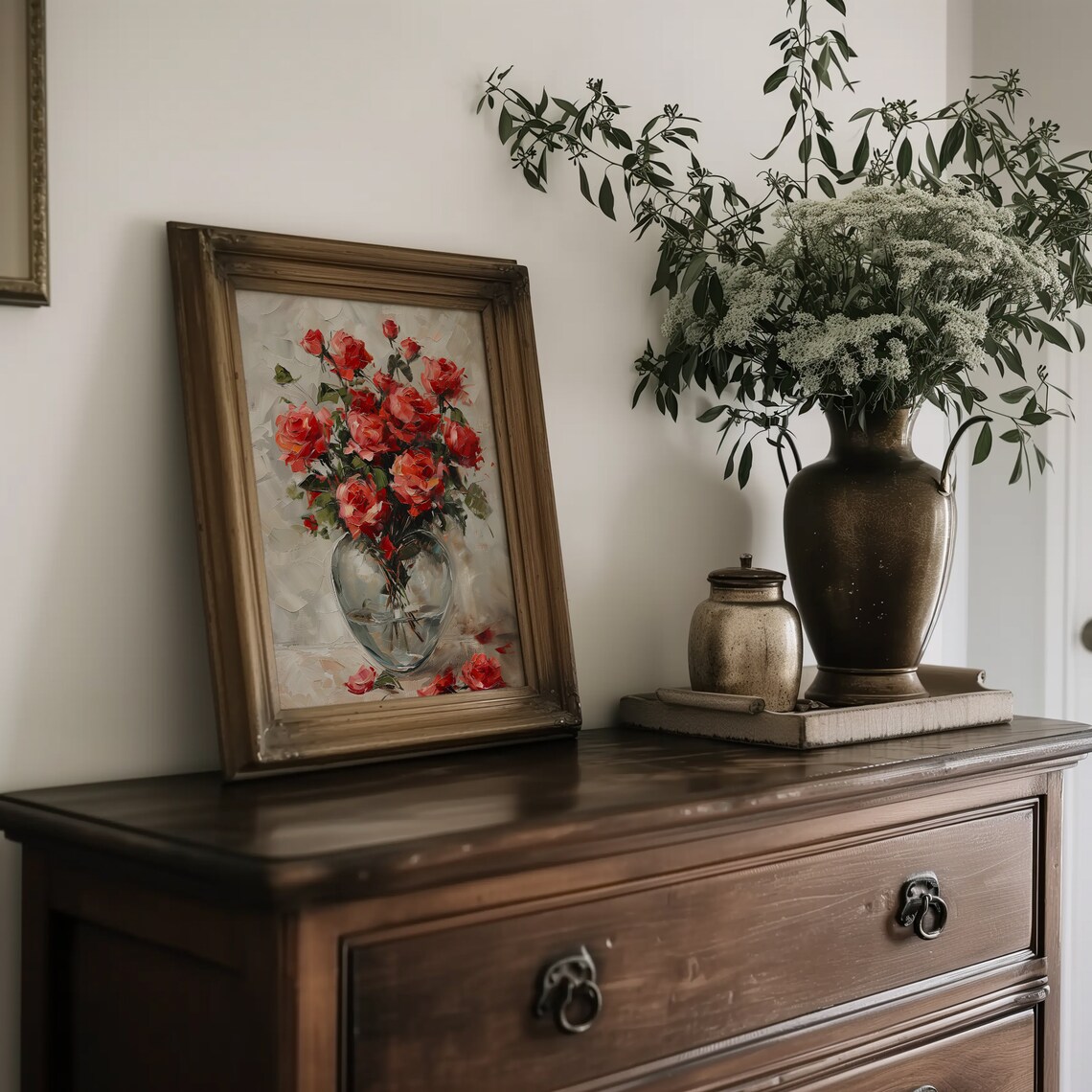 Red Roses Vintage Romantic Decor Art Print - Image 5