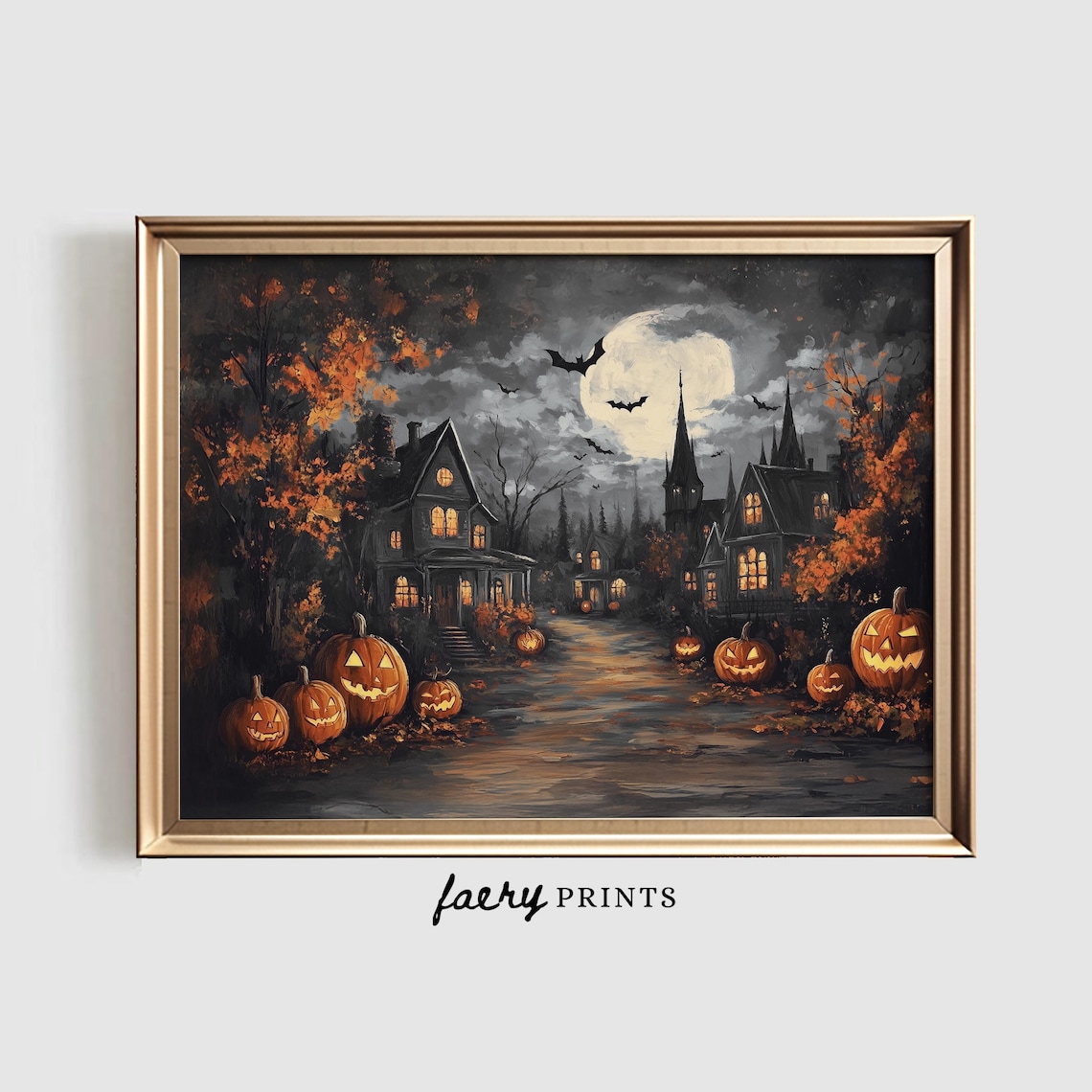 Spooky Halloween Haunted House Art Print