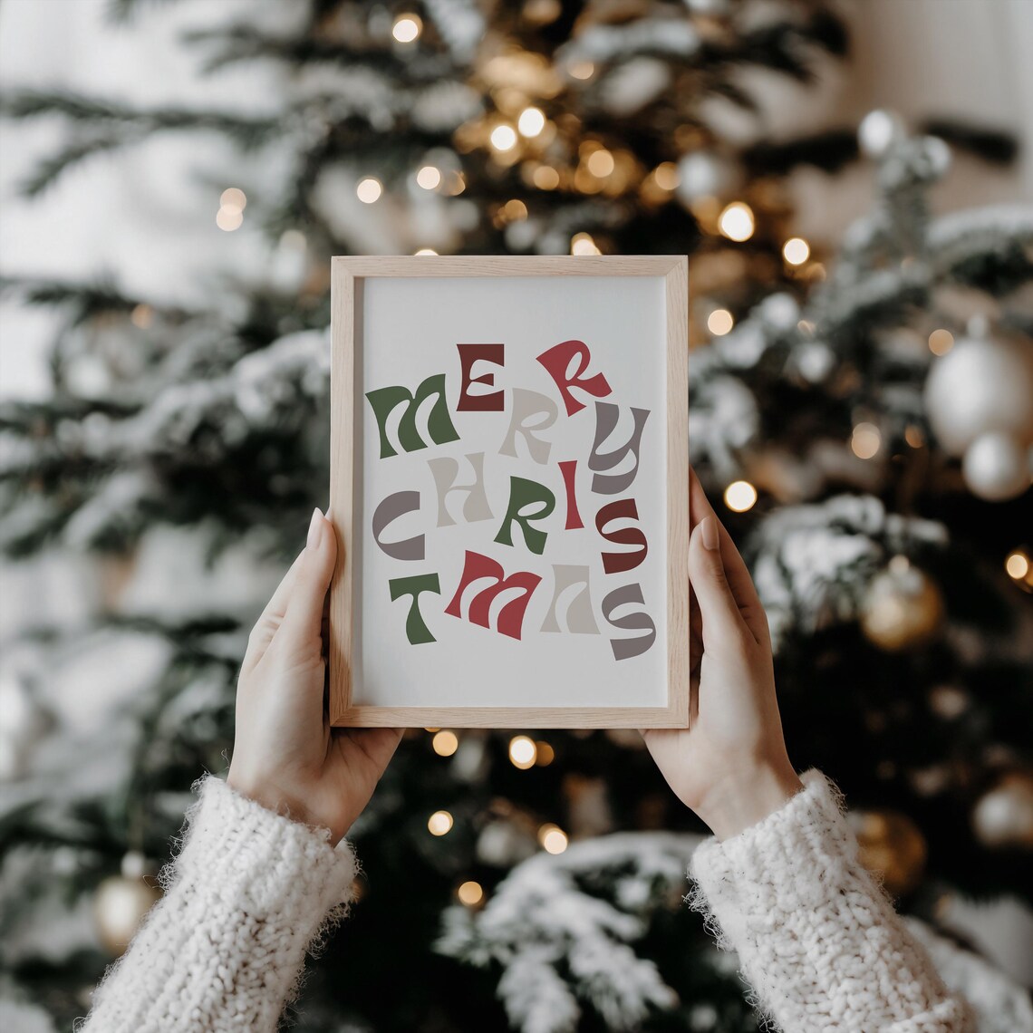 Merry Christmas Retro Holiday Quote Art Print - Image 3