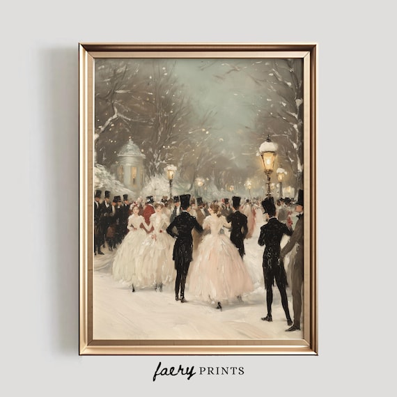 Victorian Winter Ball Vintage Holiday Art Print