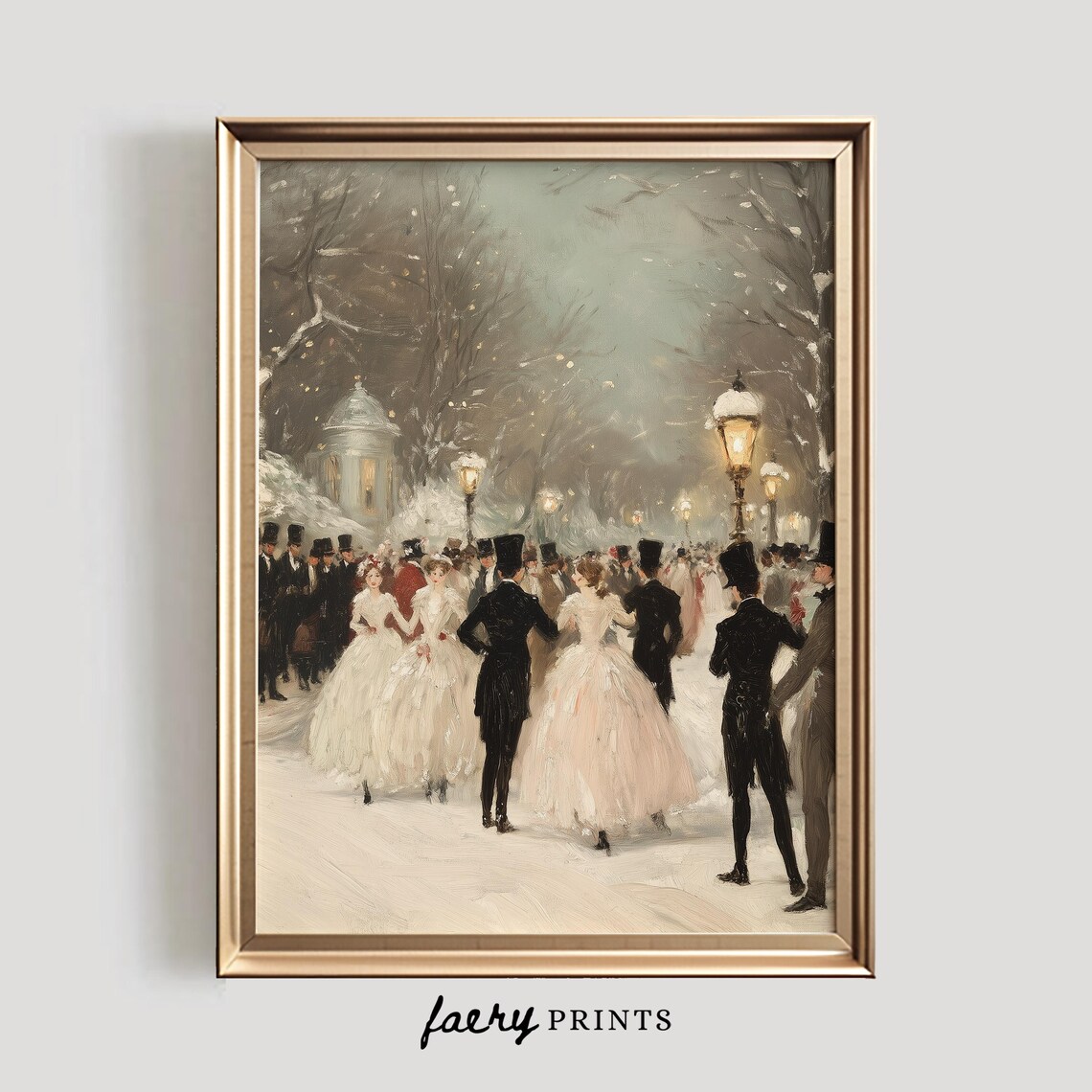 Victorian Winter Ball Vintage Holiday Art Print