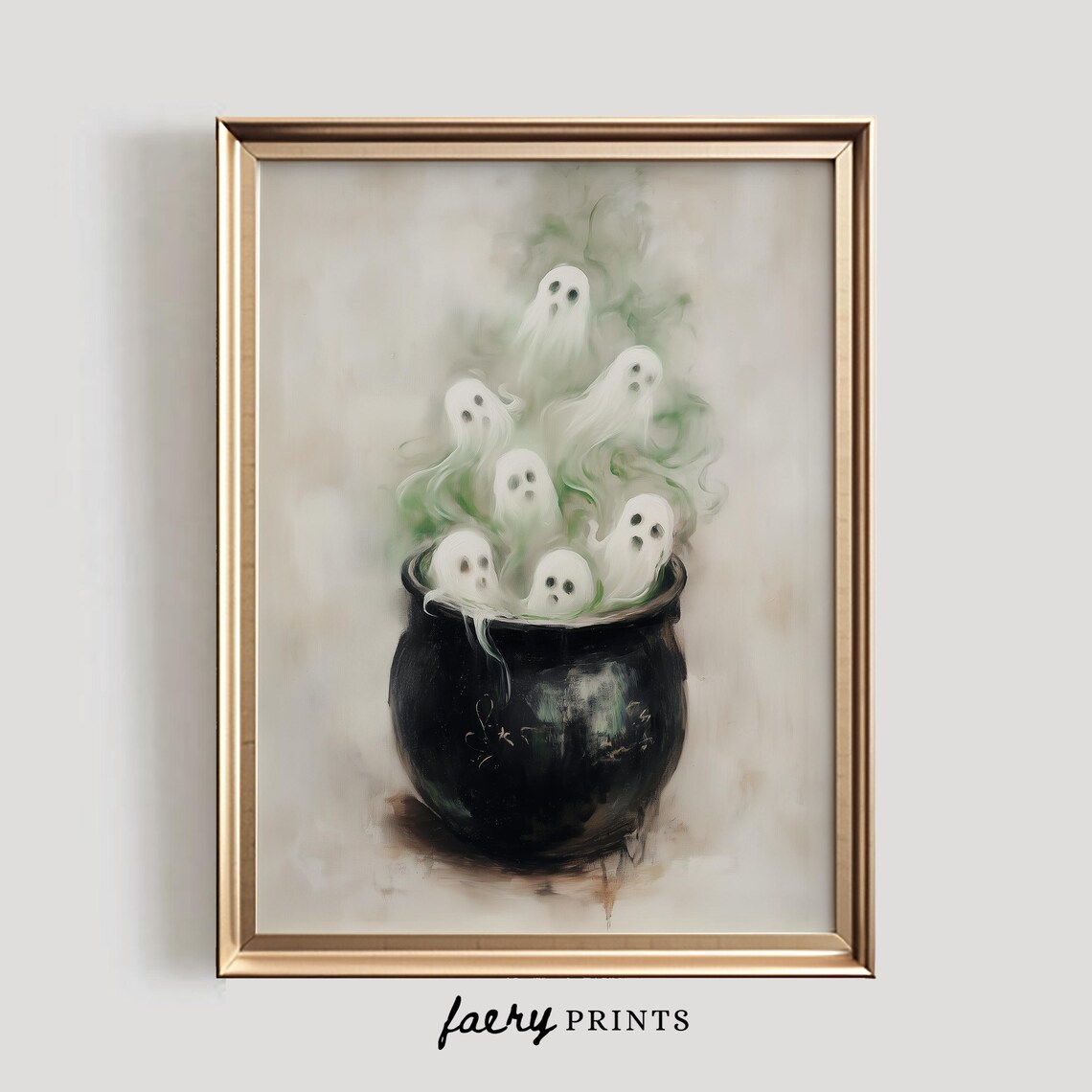 Ghosts In Cauldron Halloween Wall Art Print