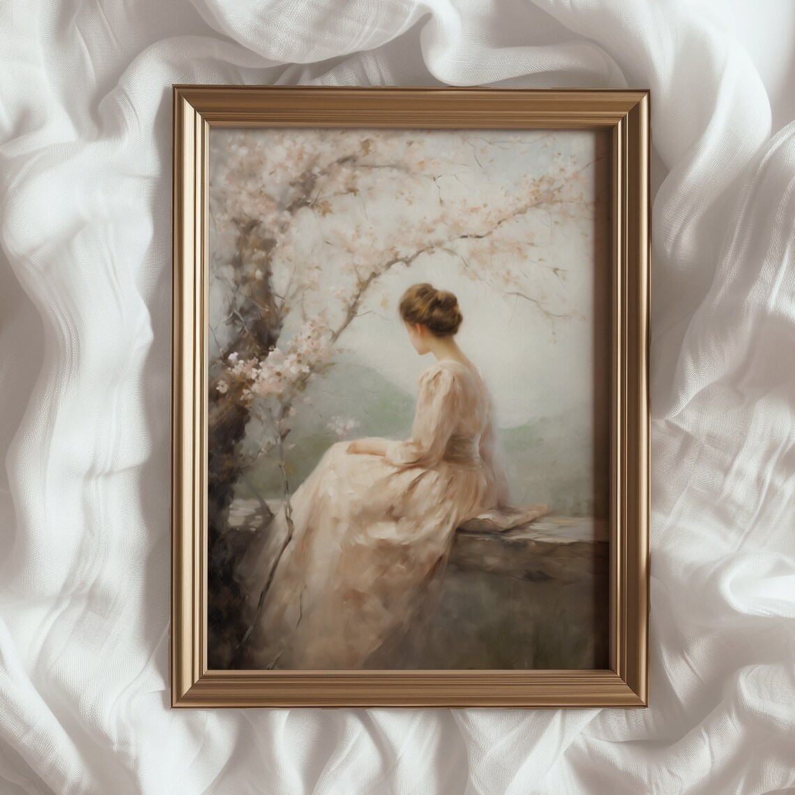 Spring Woman Under Cherry Blossom Tree, Vintage Art Print - Image 5