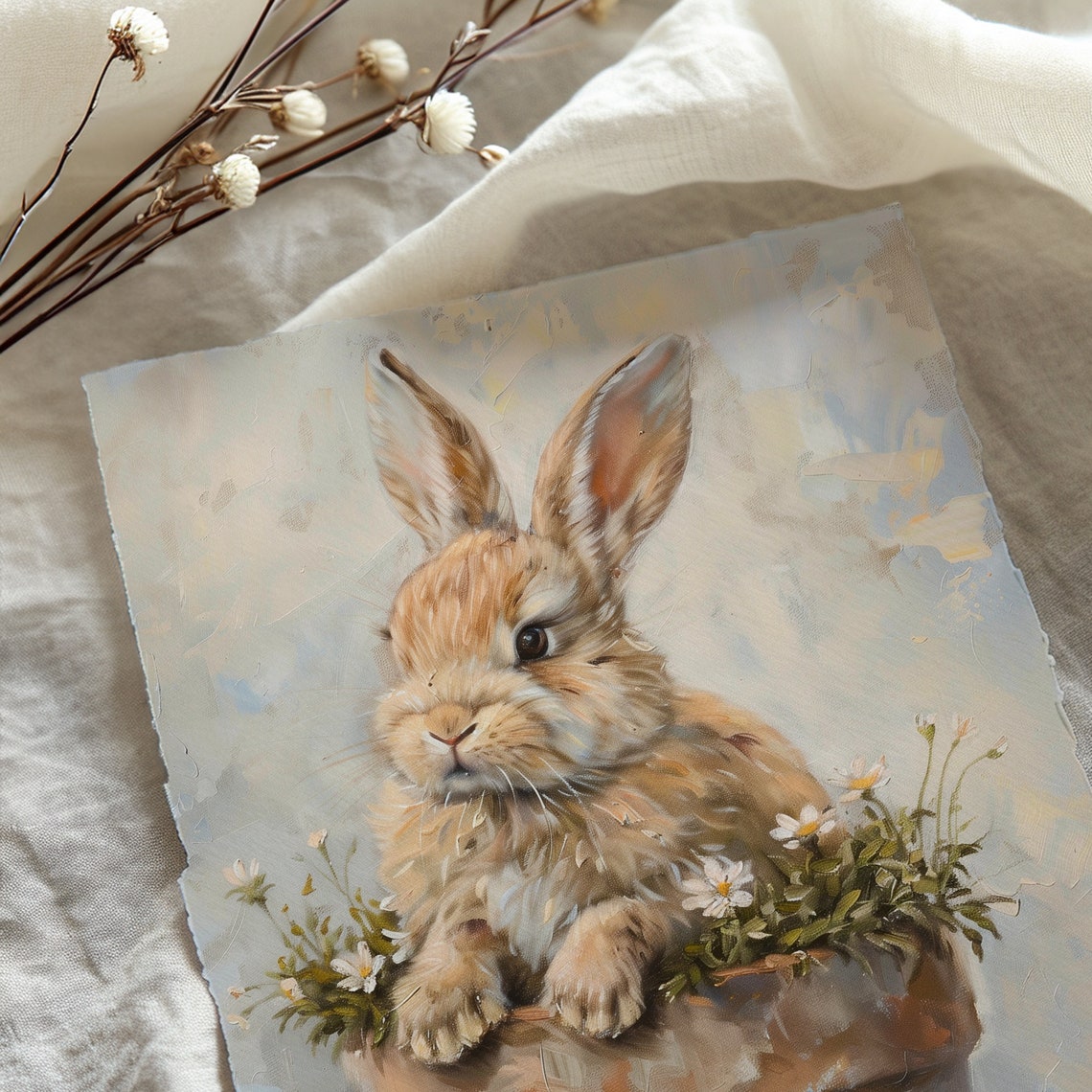 Easter Rabbit in a Flower Pot Art Print - Image 5