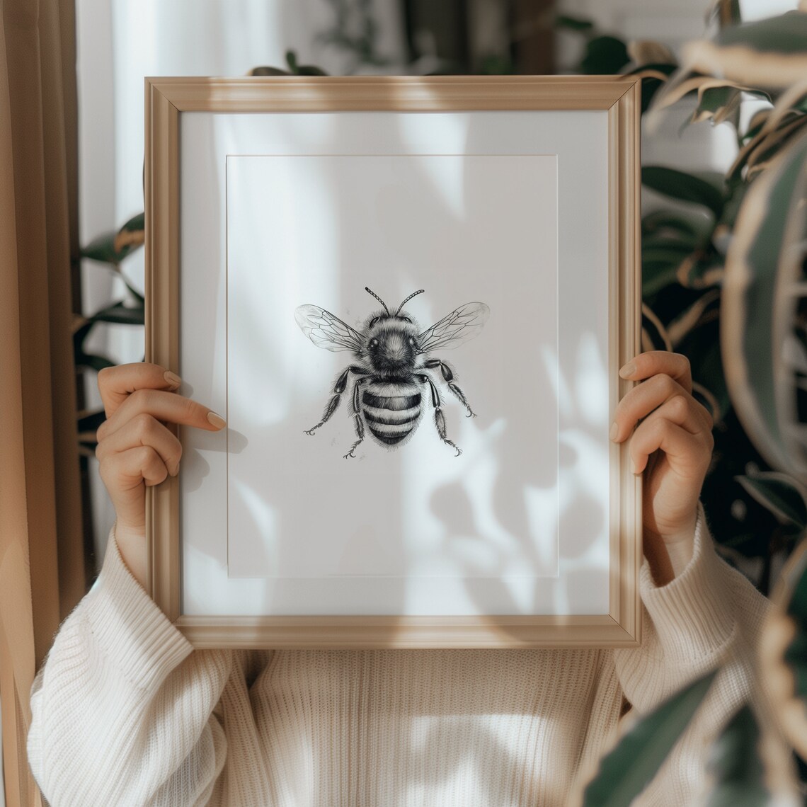 Bee Print Wall Art, Honey Bee Sketch Artwork - Image 4