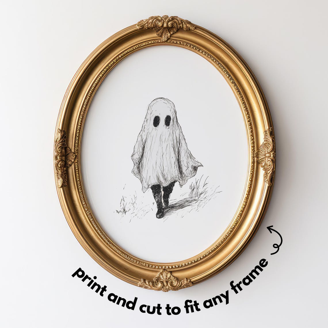 Ghost Print Halloween Wall Art Cute Ghost Illustration Spooky Decor Instant 972 - Image 5