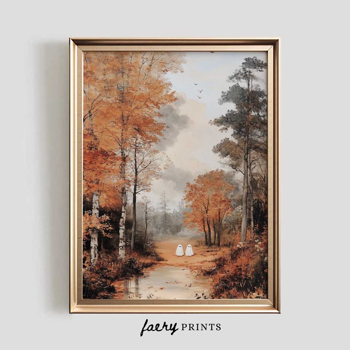 Ghosts In A Fall Landscape, Vintage Style Poster