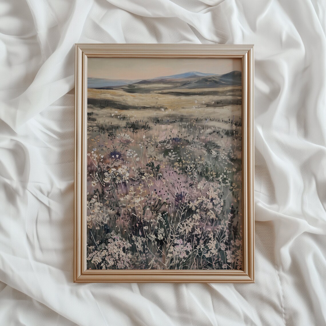 Lavender Field Landscape Vintage Art Print