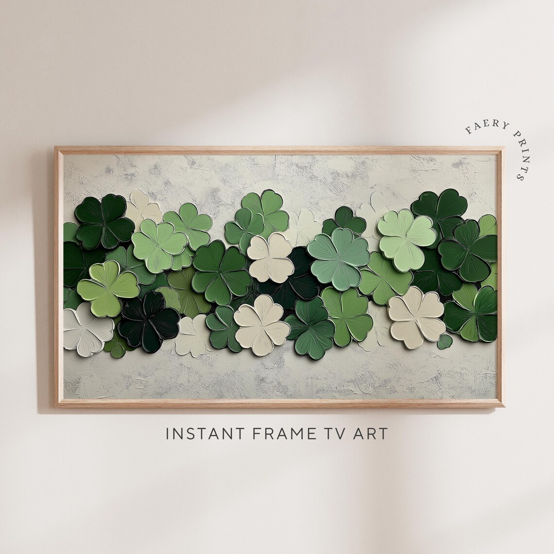 Lucky Clover Shamrock Art Print, Modern Spring Decor