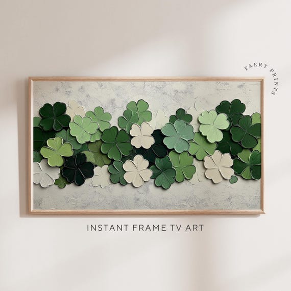 Lucky Clover Shamrock Art Print, Modern Spring Decor
