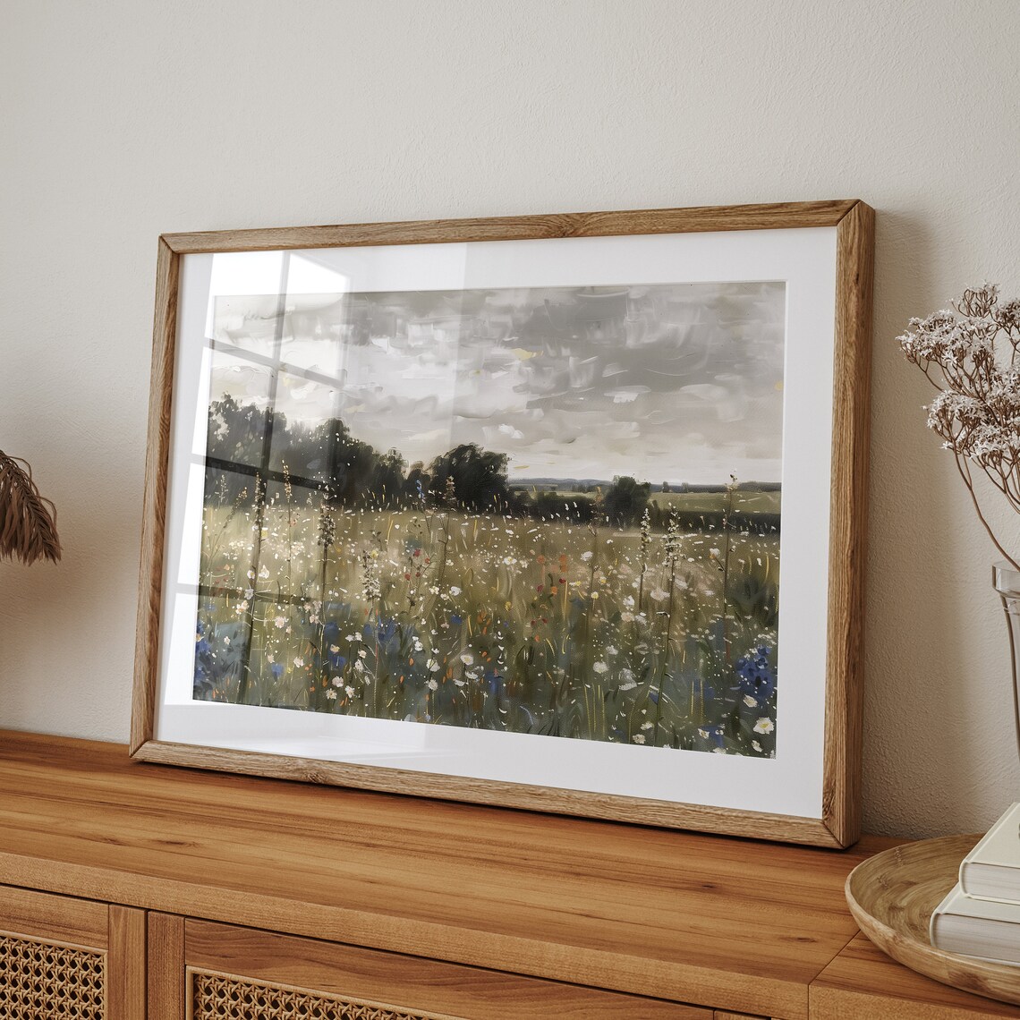 Moody Landscape Print, Vintage Wildflower Pastoral - Image 3