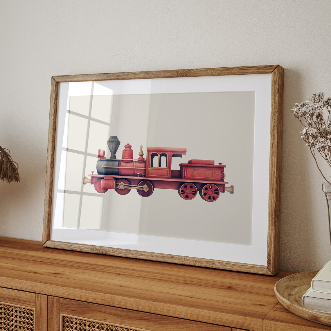 Red Train Vintage Nursery Wall Art Print - Image 4