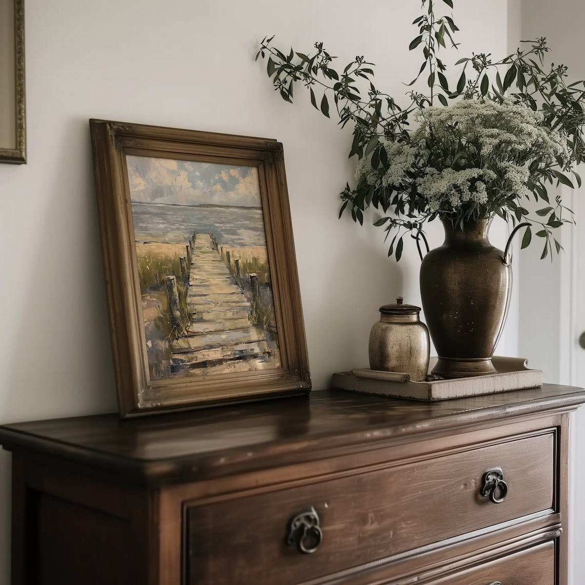 Summer Lake Dock Vintage Art Print, Rustic Cottage - Image 5