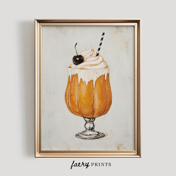 Pumpkin Spice Milkshake with Whipped Cream Fall Dessert Art Poster