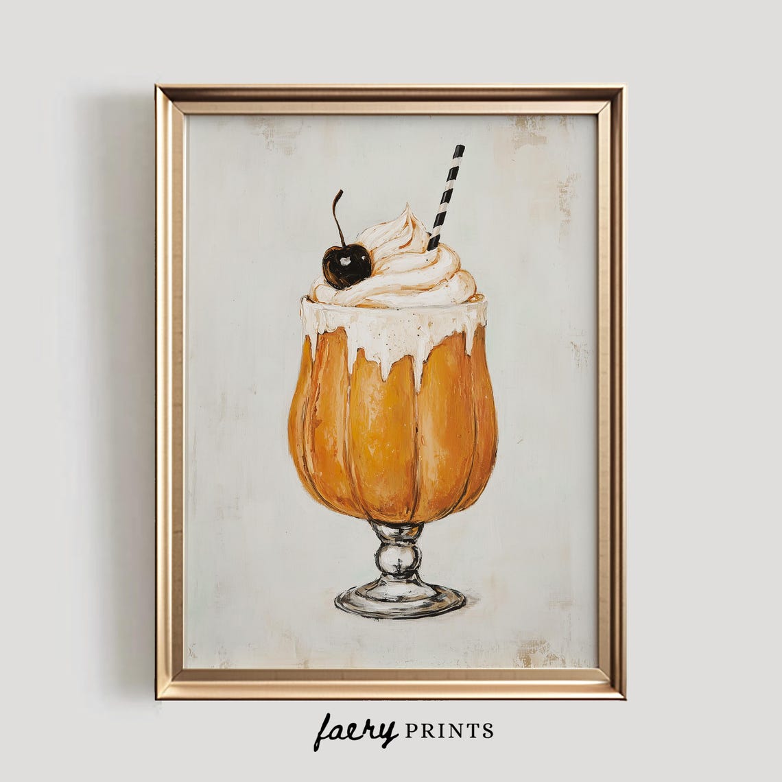 Pumpkin Spice Milkshake with Whipped Cream Fall Dessert Art Poster