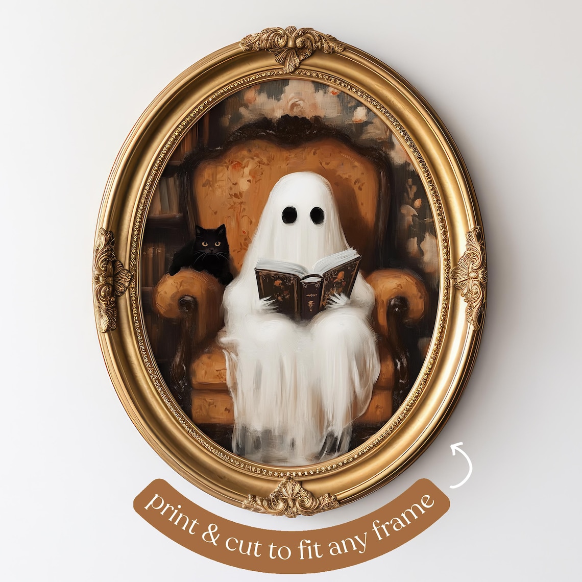 Library Ghost Halloween Dark Academia Art Print - Image 5