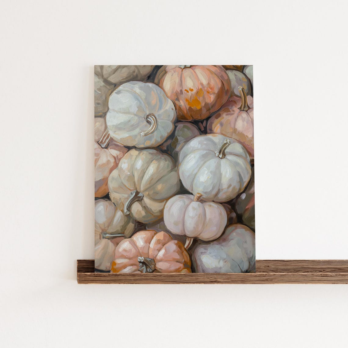 Pastel White and Blush Pumpkin Patch Watercolor Art Fall Poster - Image 2