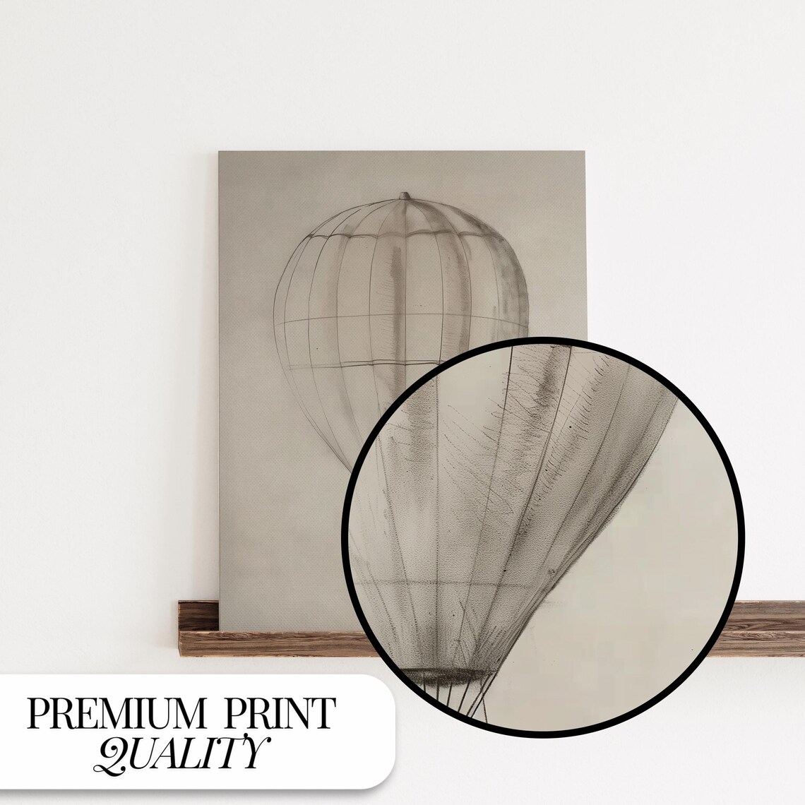 Vintage Hot Air Balloon Art Print, Rustic Adventure - Image 3