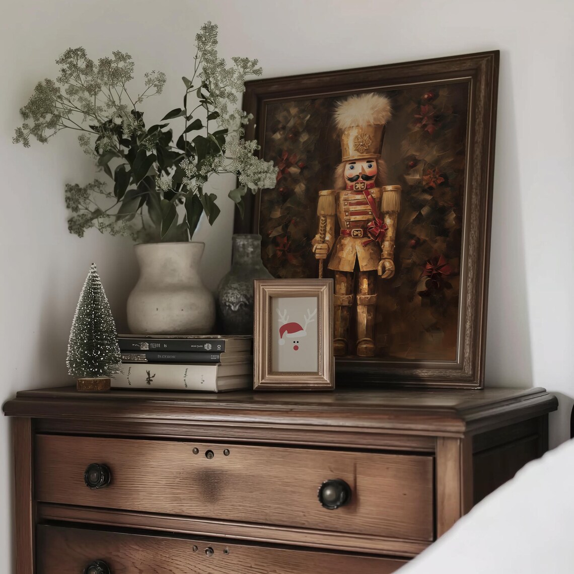 Gold Nutcracker Vintage Christmas Art Print - Image 2