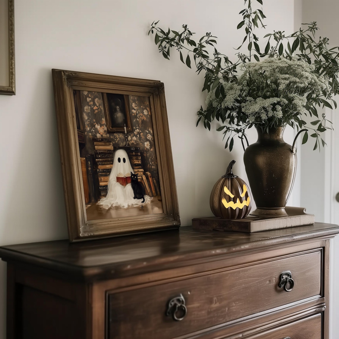 Ghost In A Library Poster Print, Halloween Decor - Image 3