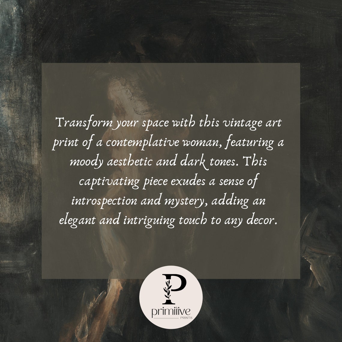 Woman in Dark Profile Moody Shadowy Portrait Oil Painting Poster - Image 4