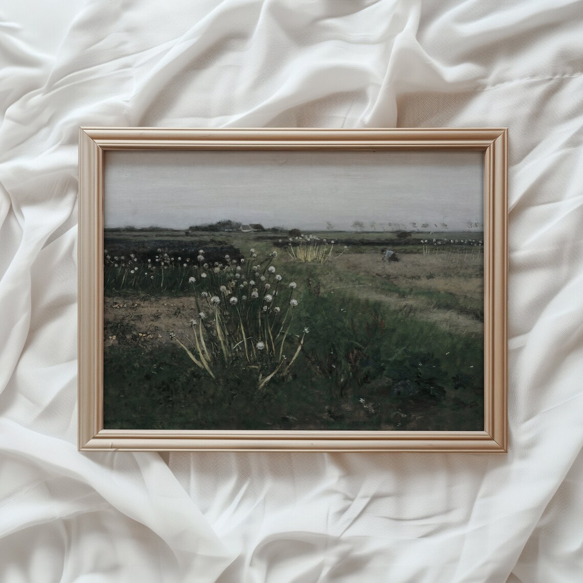 Vintage Greenery Landscape Art Print, Countryside