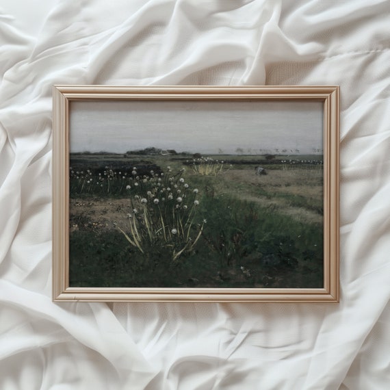 Vintage Greenery Landscape Art Print, Countryside