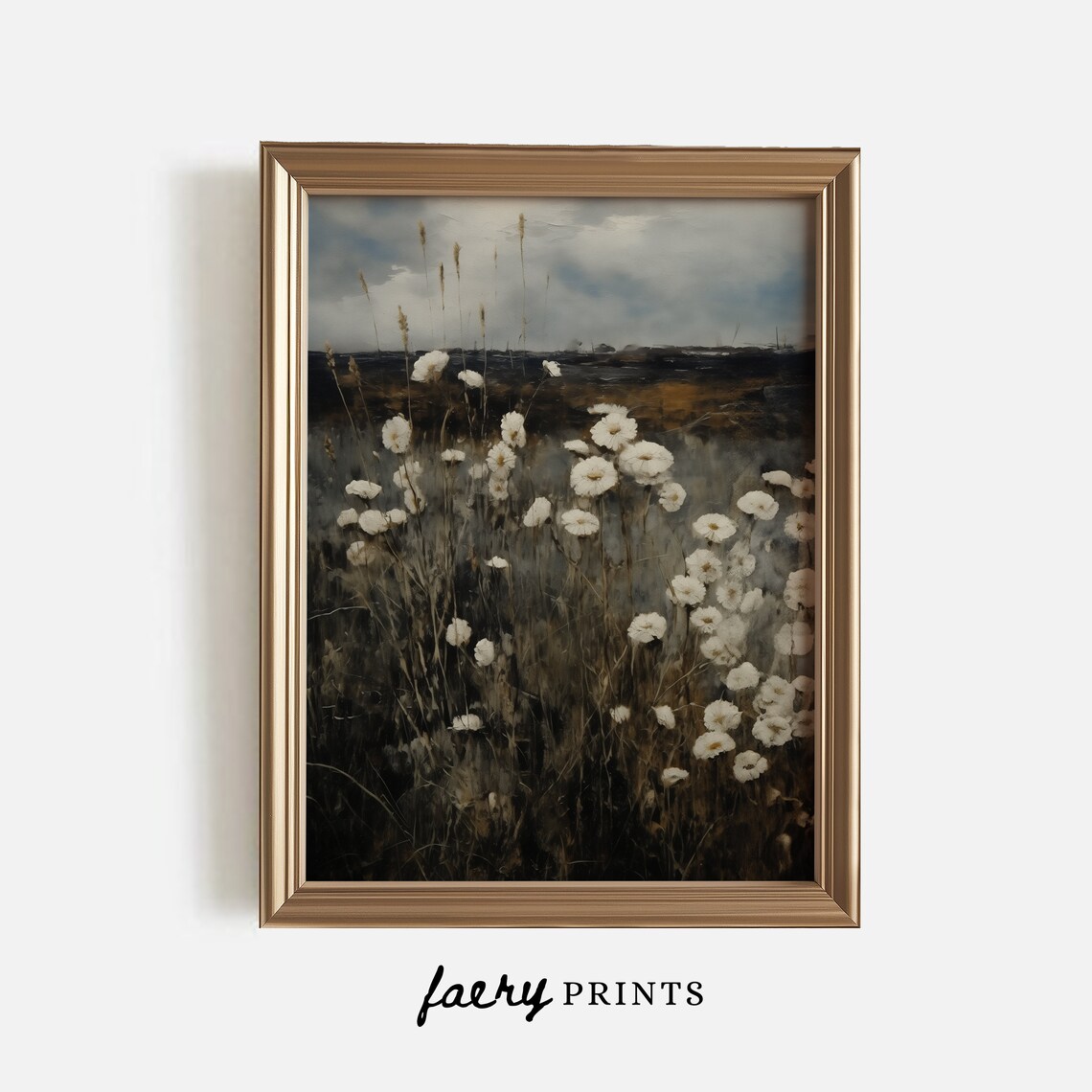 Moody Wildflower Landscape Vintage Art Print - Image 2
