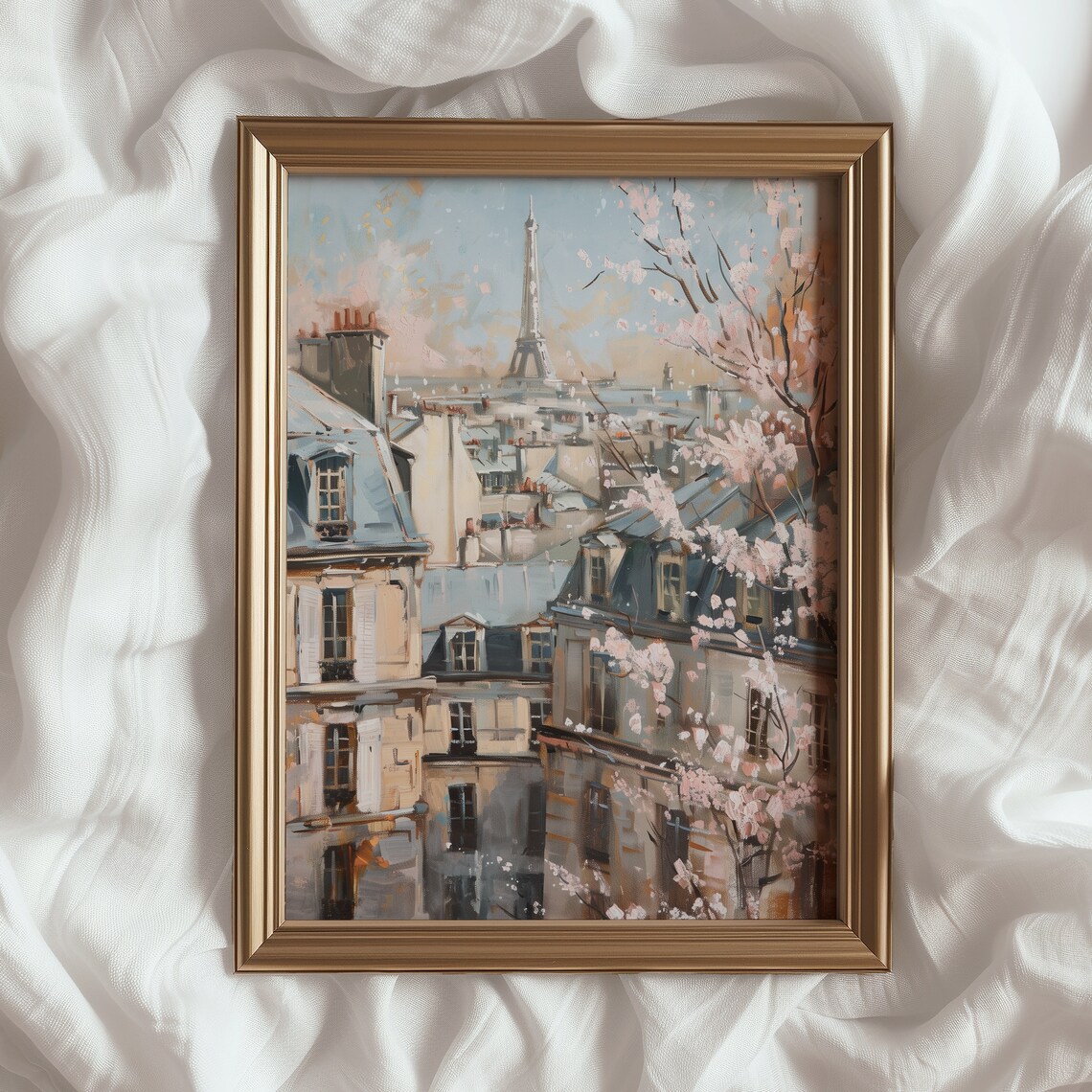 Spring In Paris Art Print, Light Academia Cityscape
