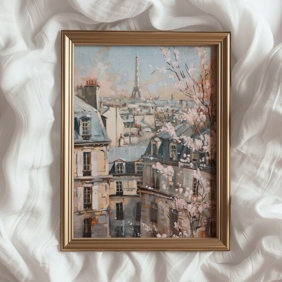 Spring In Paris Art Print, Light Academia Cityscape