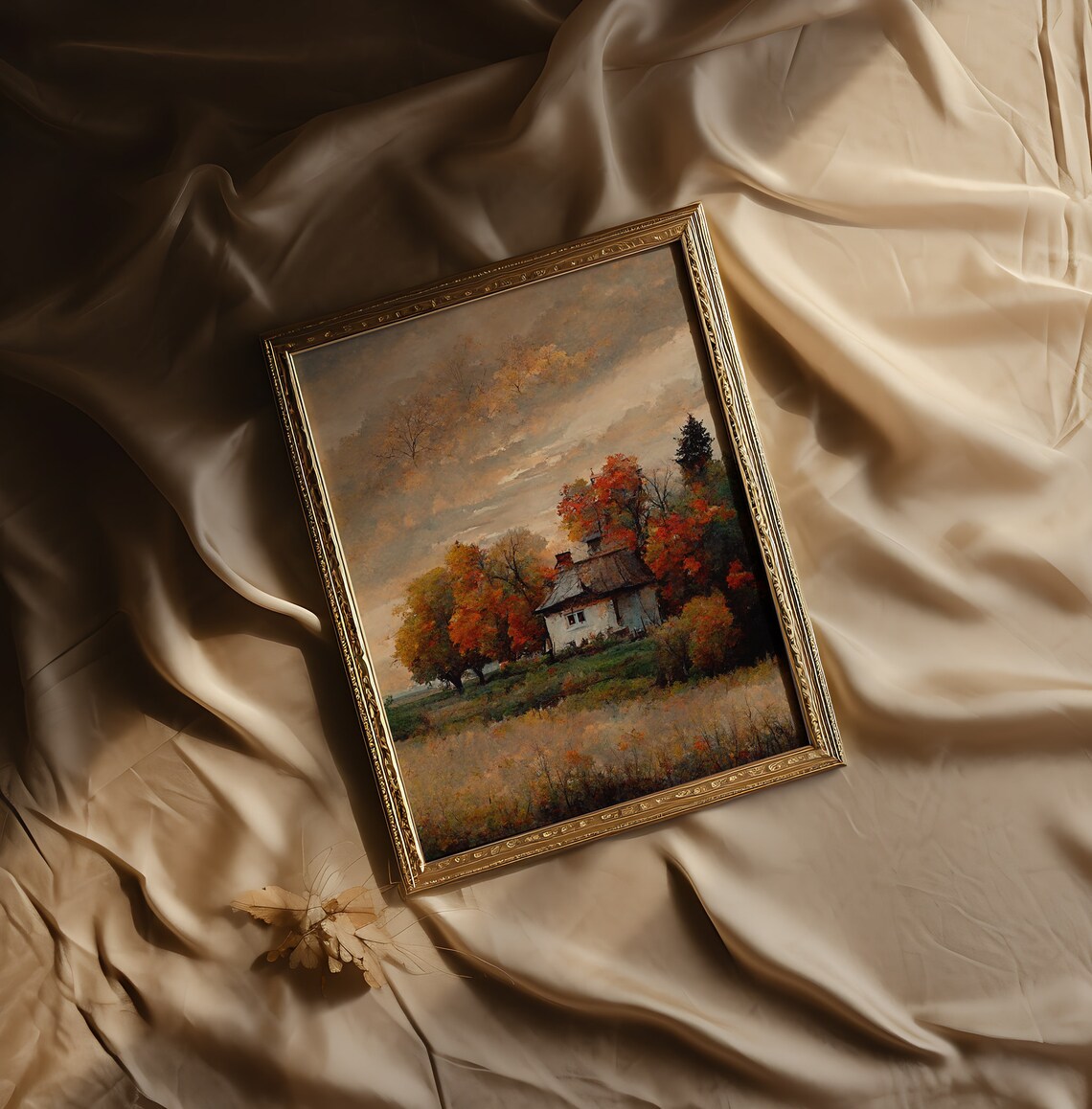 Fall Farmhouse Landscape Art Print, Rustic Countryside - Image 3