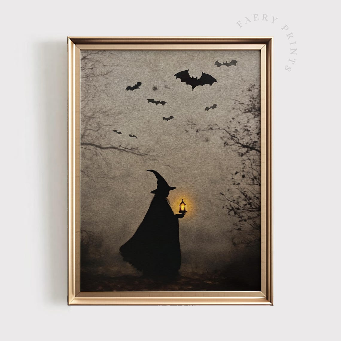 Witch Wall Art Dark Halloween Witchy Gothic Decor Spooky Forest October 1463