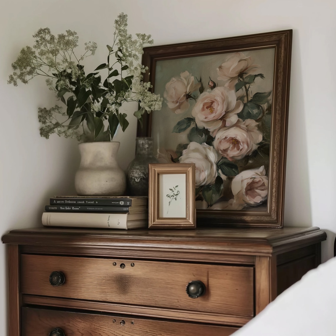 Pink Roses Vintage Romantic Wall Art Print - Image 3