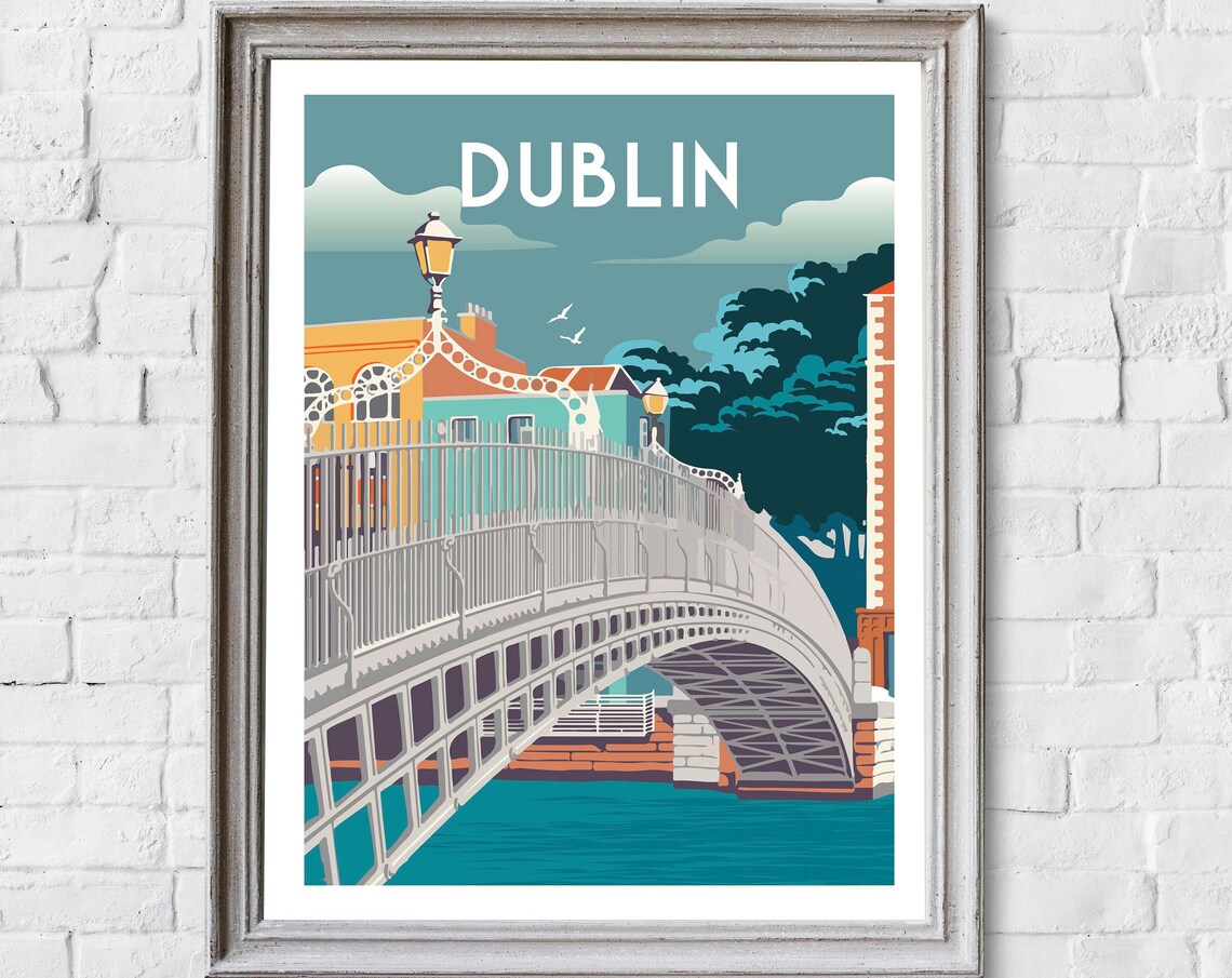 Dublin Retro Travel Poster, Ireland Wall Art Print - Image 2