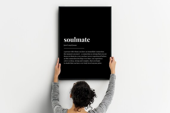 Soulmate Definition Black And White Dictionary Style Wall Art