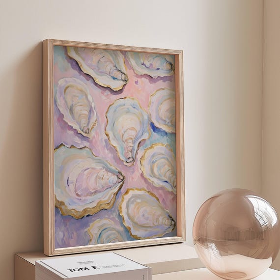 Pastel Oyster Art Print Beach Shell Poster Under The Sea Nursery Home Decor Instant Dopamine