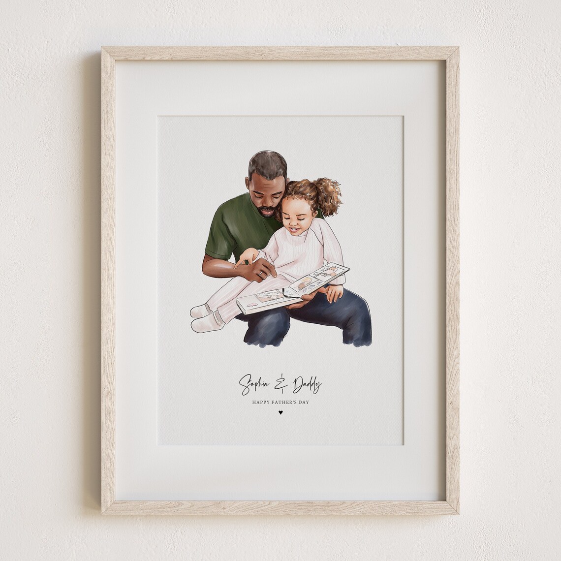 Handmade Dad Portrait Watercolor Art Print, Personal