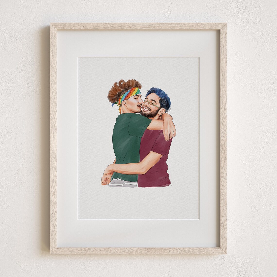 Custom Hand-Drawn Watercolor Couple Portrait Art Print