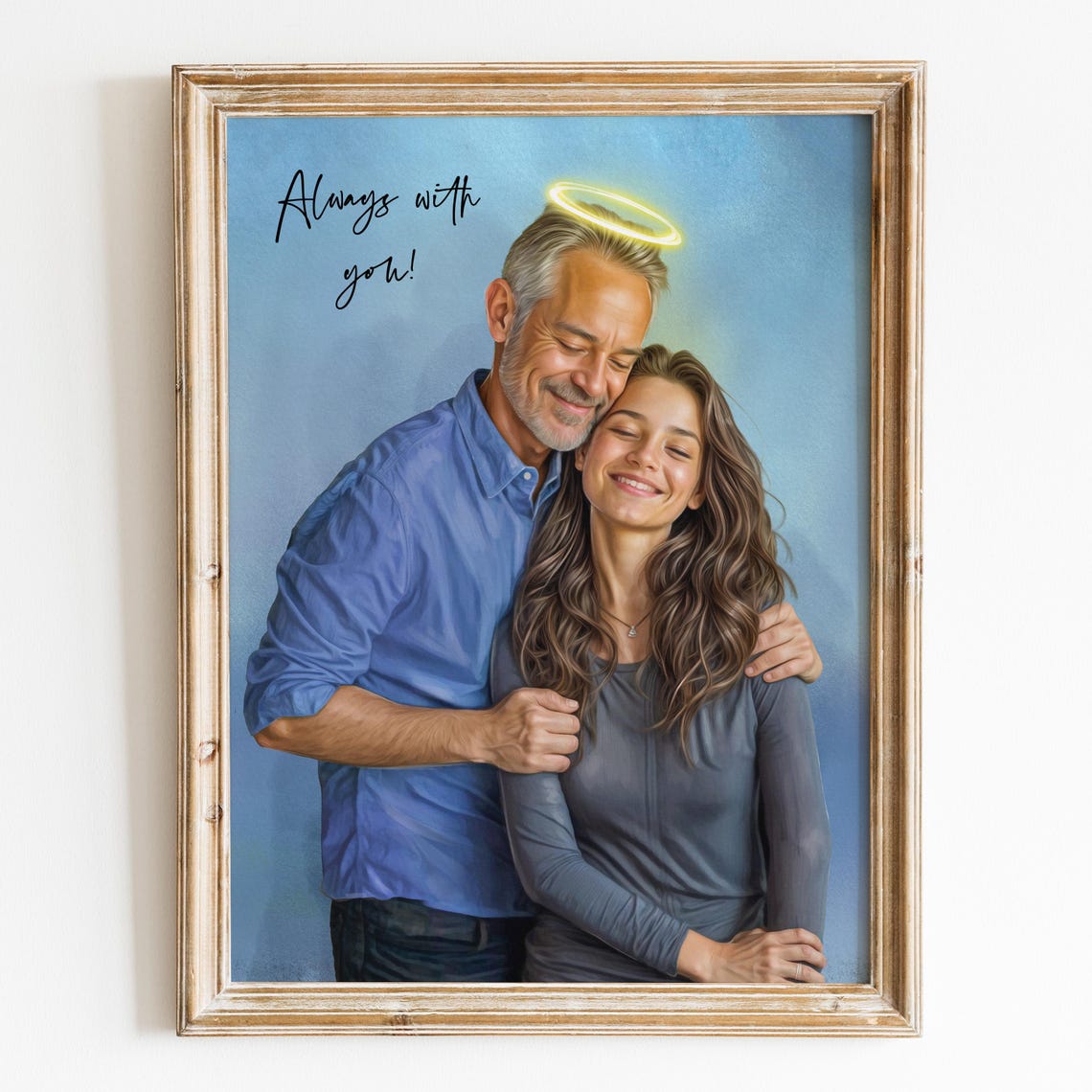 Father Memorial Portrait Custom Family Portrait Merge Photos Portrait Memorial Gift For Father Loss Add Loved One To Photo Passed Away