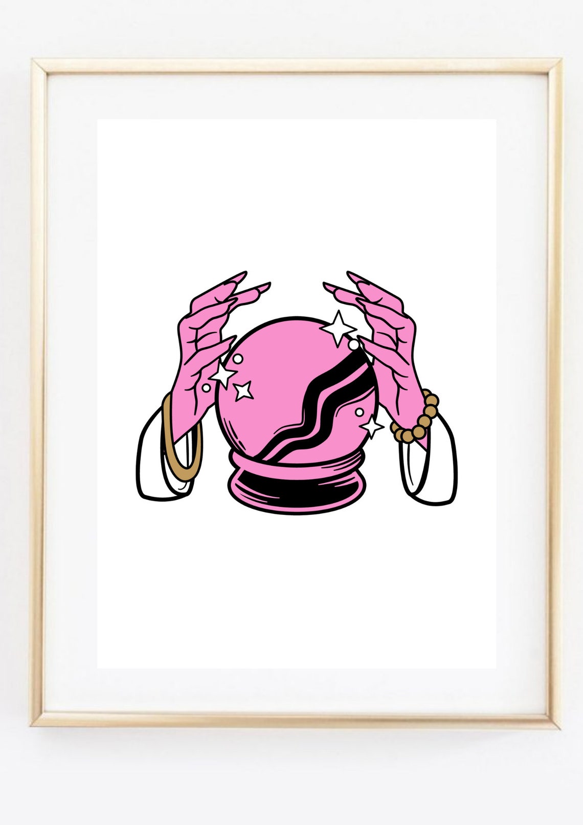 Din A4 Art Print Without Frame Glass Ball Fortune Telling Hands Esoteric Mysticism Gothic Future Picture Poster - Image 2