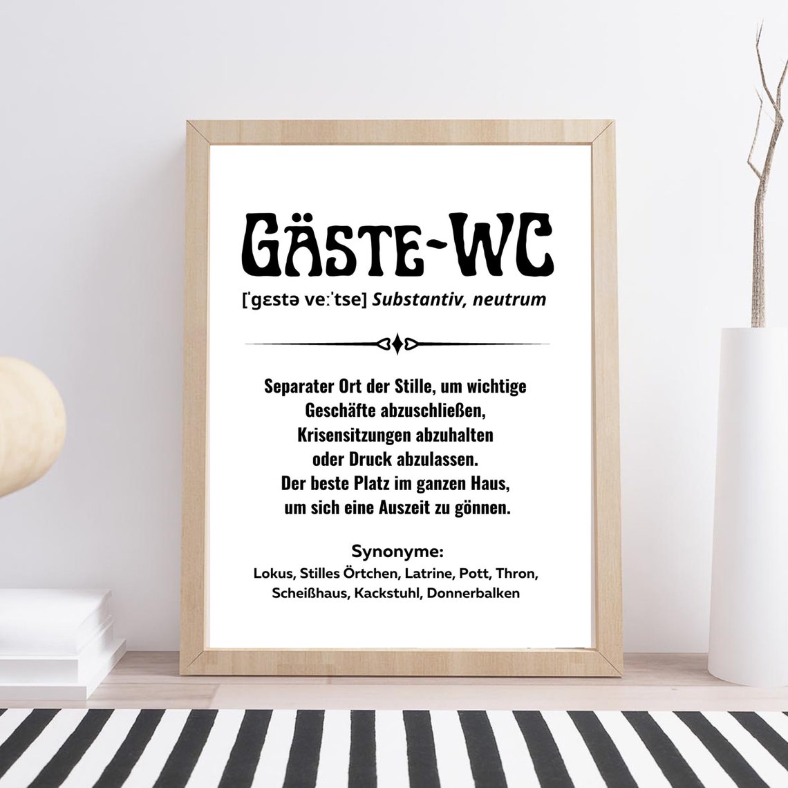 Guest Toilet Dictionary Definition Funny Bathroom Humor Wall Art