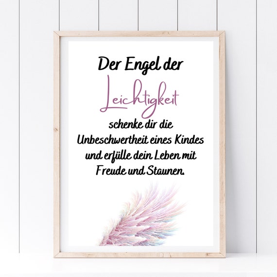Din A4 Art Print Without Frame The Angel Of Lightness Guardian Angel Blessing Joy Wonder Lightheartedness Gift Poster Print Image