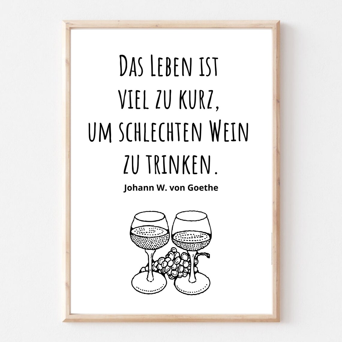 Wine Quote Poster German Goethe Quote Typography Kitchen Wall Art Print - Image 3