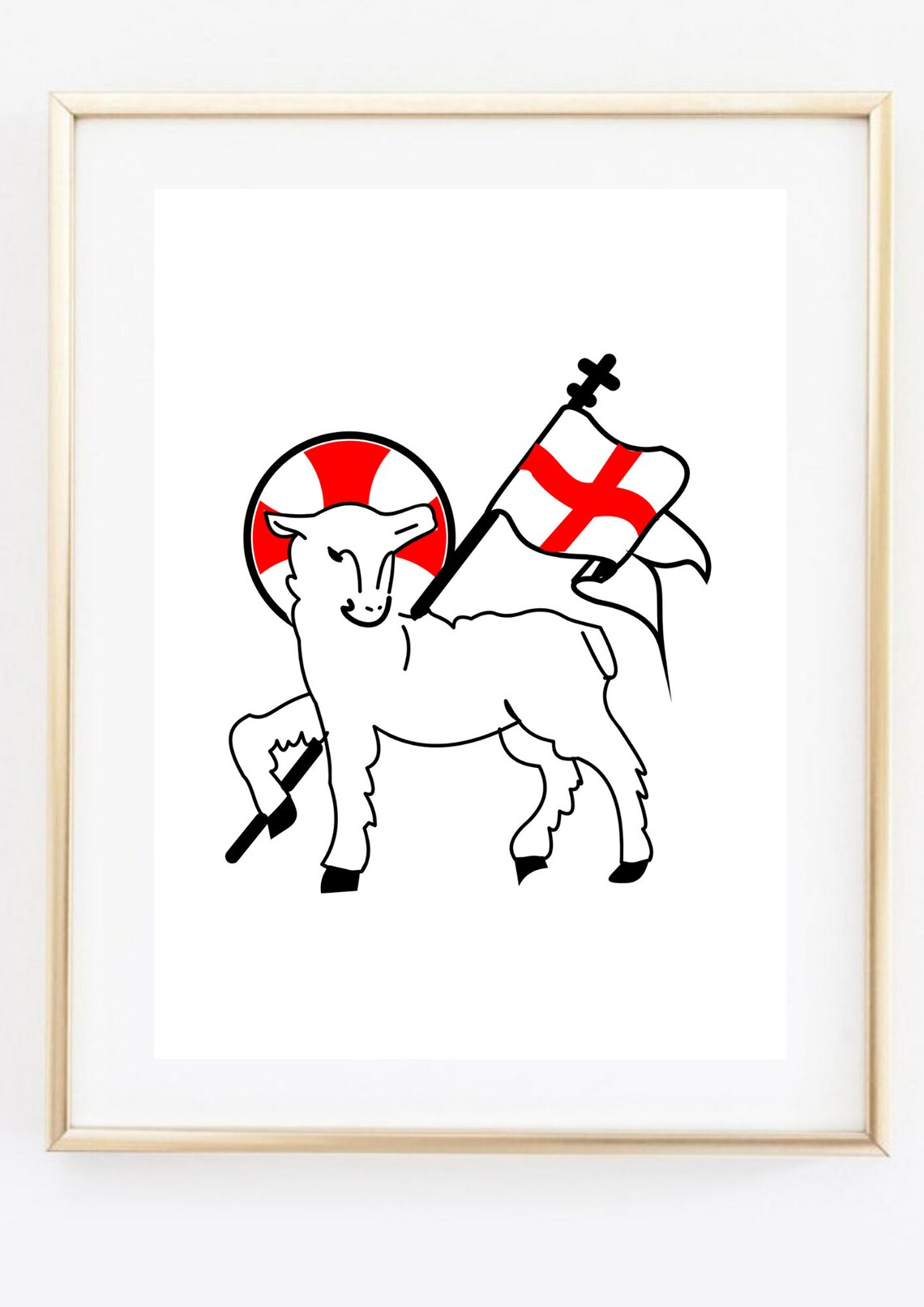 Lamb of God Agnus Dei Red Cross Banner Vintage Christian Art Print - Image 3