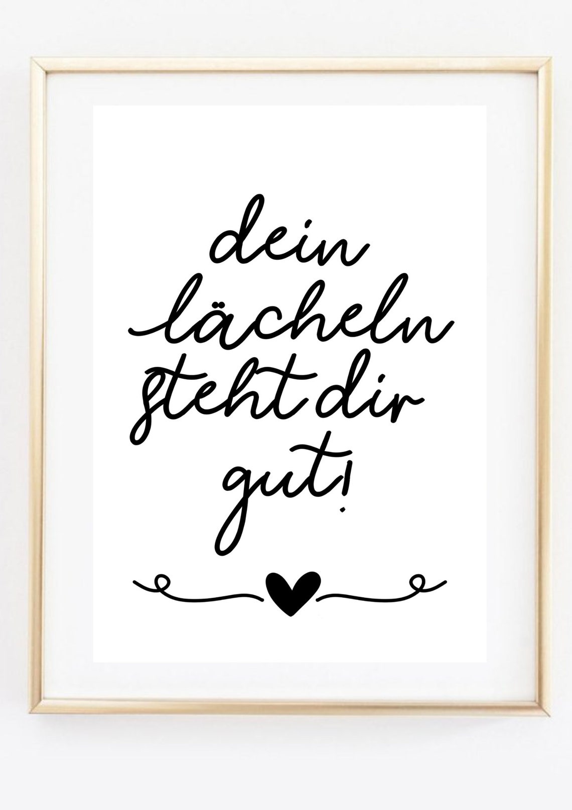 Your Smile Looks Good German Quote Script Heart Romantic Wall Art - Image 3